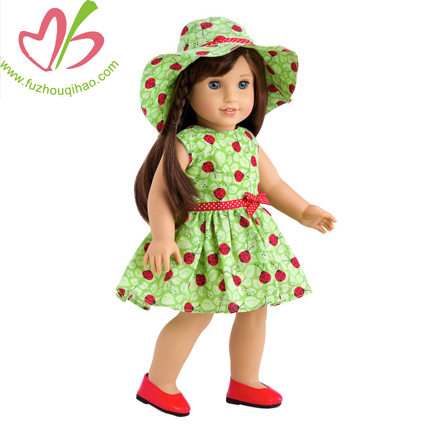 Ladybird Printing Doll Dress Set with Hat