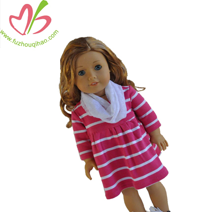 Hot Pink Long Sleeves Dolls Dress Clothes