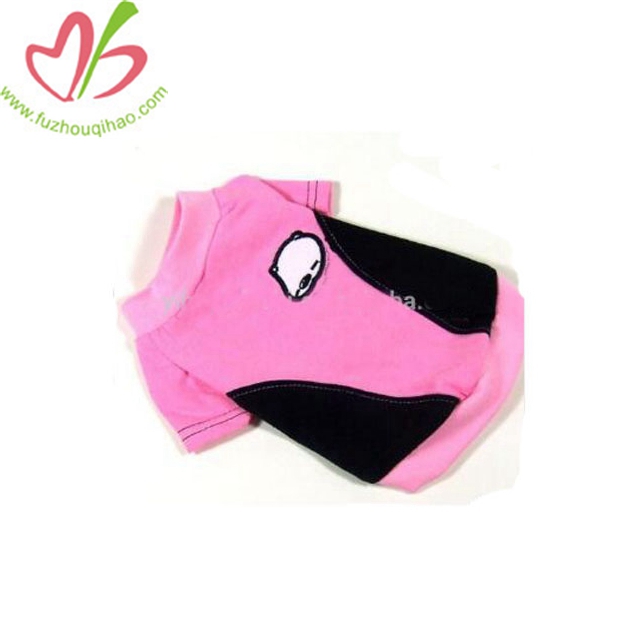 Pink sleeve and neck with black body pet T-shirt dog clothes coats