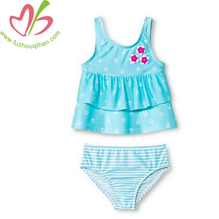 2 Piece Baby Girls' Bodysuit Swimsuit Ruffle Design OEM