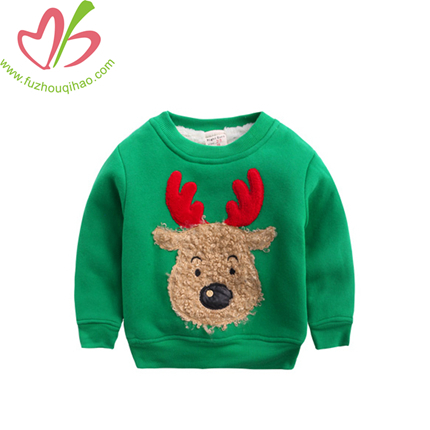 Winter Boy Pullover For Christmas, Rodolph Embroidery Boy Hoodie