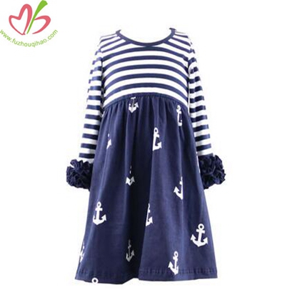 Navy Anchor Print Girl's Dress