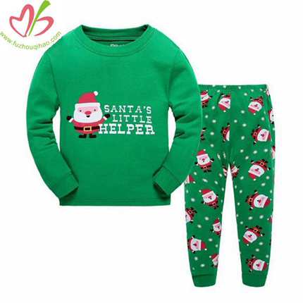 Christmas Green Boy's Snowman Pajamas Set