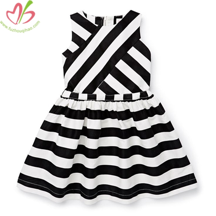 Zipper Black and White Stripe Kids Dress